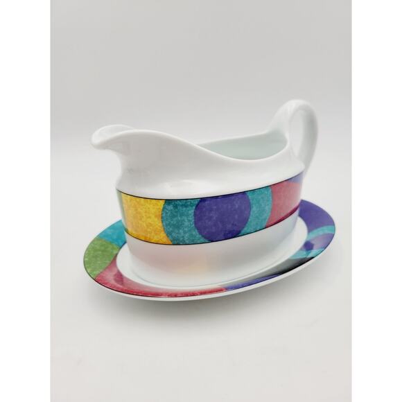 Mikasa California M5101 Currents Ceramic 1980/1990s Style Gravy Boat and Plate - Picture 1 of 12